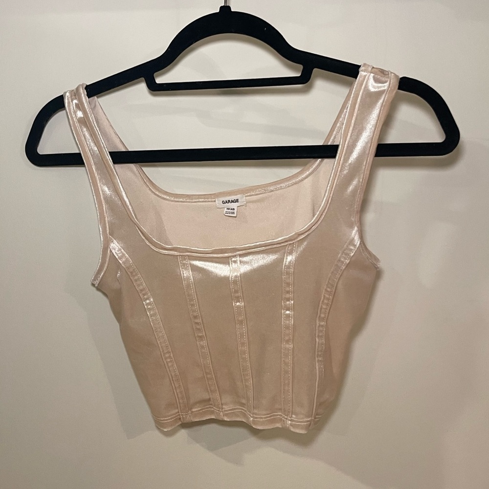 gorgeous, comfortable pearl velvet tank top from garage